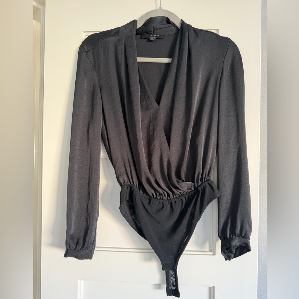 All Saints Charcoal Gray Women's Bodysuit